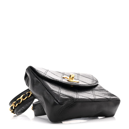 Chanel Calfskin Quilted Flap Waist Belt Bag 85 34 Black 4 of 11