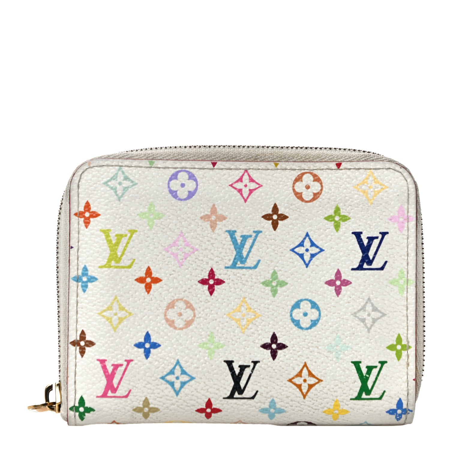 Louis Vuitton Monogram Multicolor Zippy Coin Purse Wallet White Litchi 1 of 14
