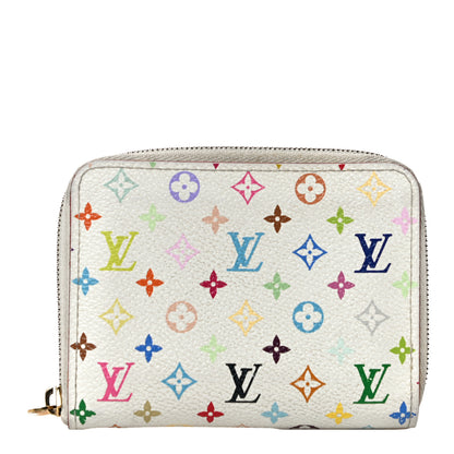 Louis Vuitton Monogram Multicolor Zippy Coin Purse Wallet White Litchi 1 of 14
