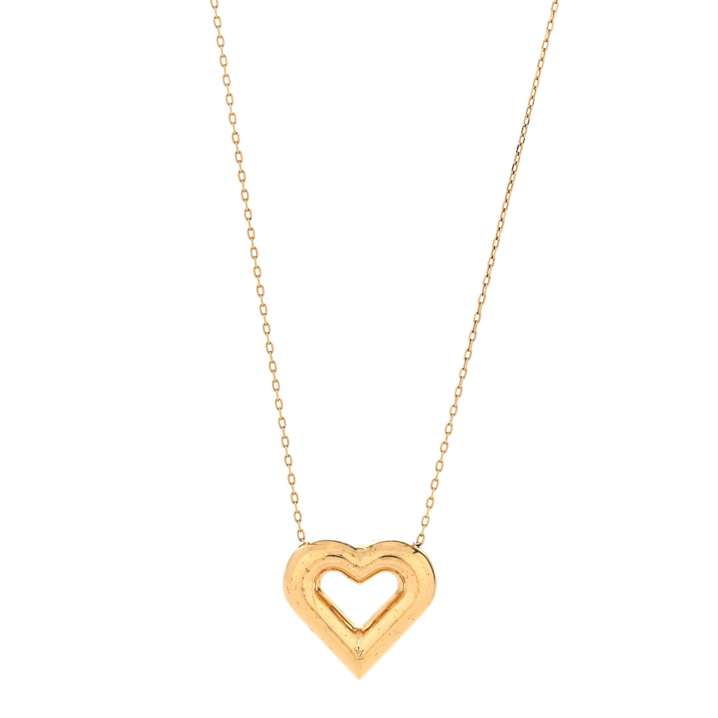 Metal LV and Me Heart Necklace Gold