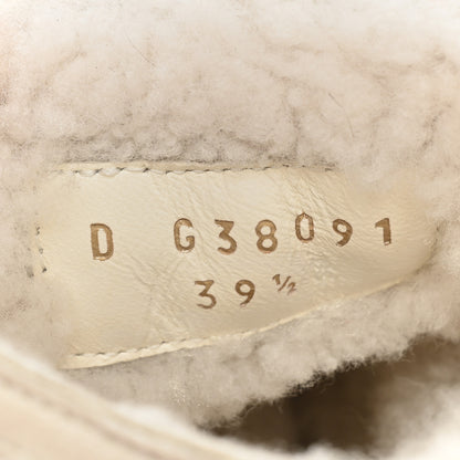 Chanel Kid Suede Shearling Sheepskin Lace Up Boots 39.5 Ivory White Black 9 of 13