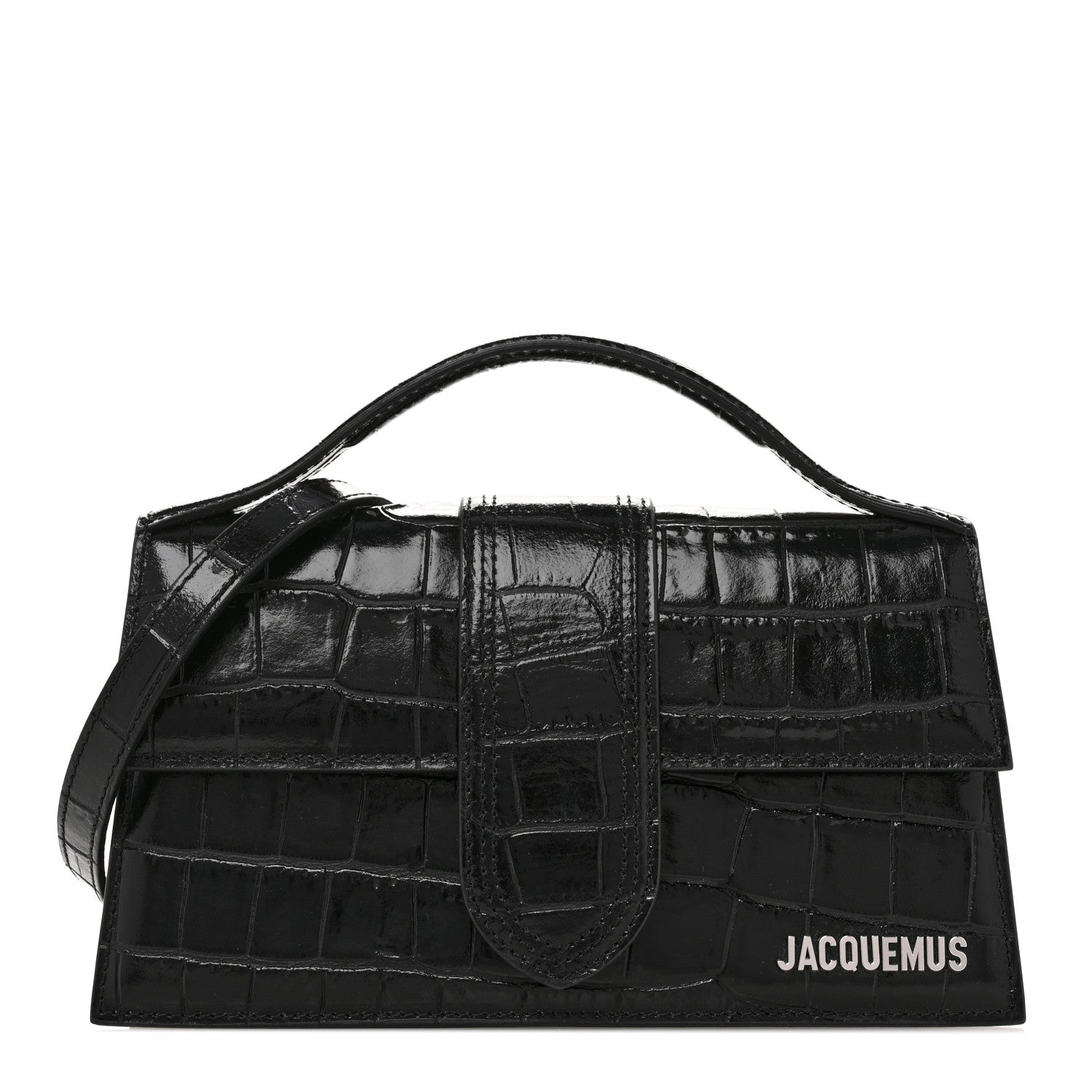 Jacquemus Calfskin Crocodile Embossed Le Grand Bambino Black 1 of 9