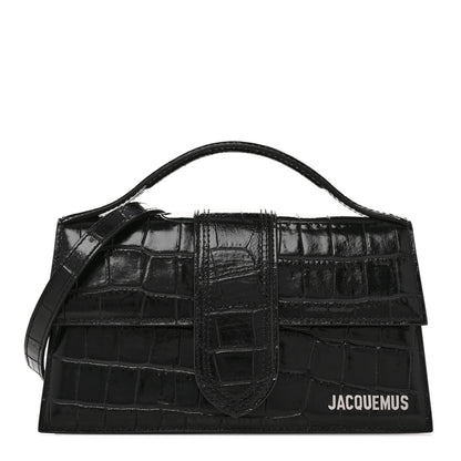 Jacquemus Calfskin Crocodile Embossed Le Grand Bambino Black 1 of 9