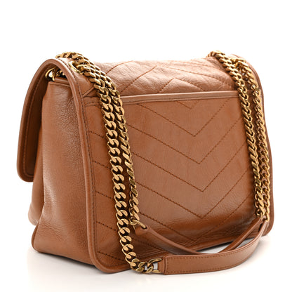 Saint Laurent Crinkled Calfskin Matelasse Monogram Medium Niki Chain Satchel Caramel 3 of 7