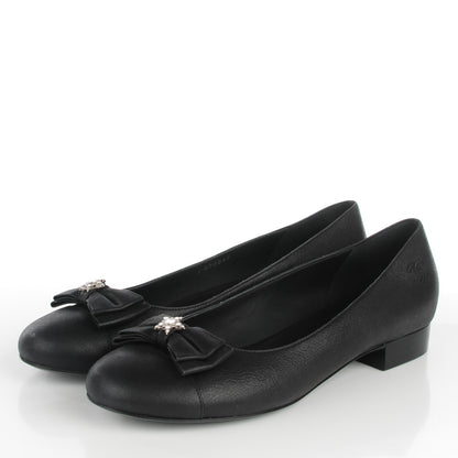 Chanel Buffalo Glitter Bow Ballerina Flats 39.5 Black 3 of 7