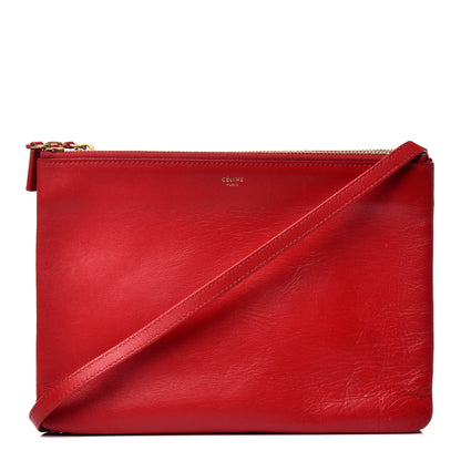Celine Lambskin Large Trio Crossbody Bag Red 1 of 9