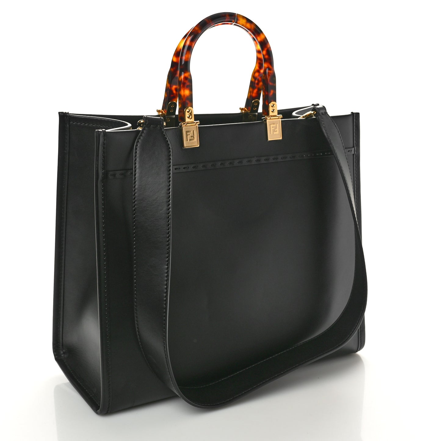 Vitello King Plexiglass Medium Fendi Sunshine Shopper Tote Black