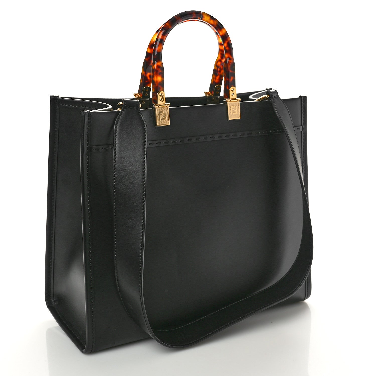 Fendi Vitello King Plexiglass Medium Fendi Sunshine Shopper Tote Black 3 of 10