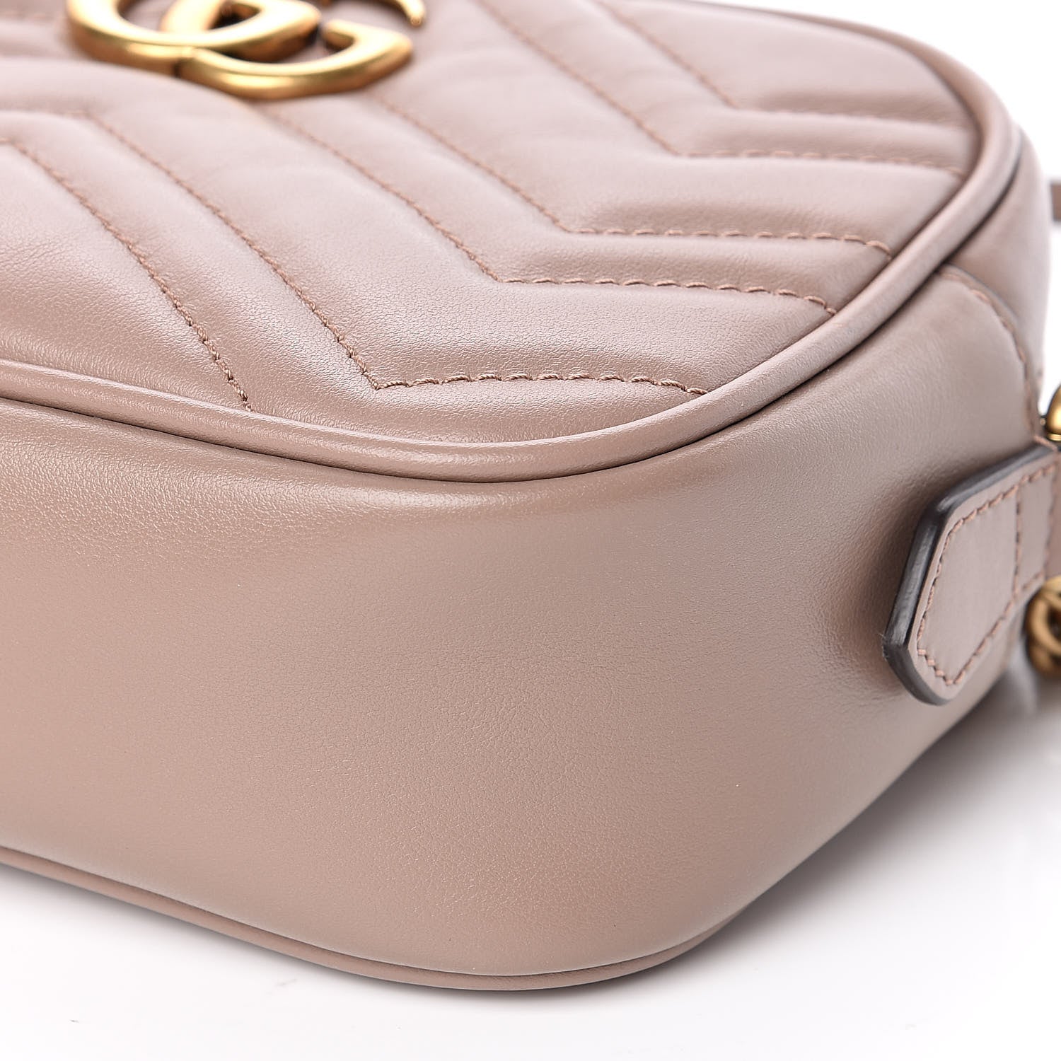 Gucci Calfskin Matelasse Mini GG Marmont Chain Shoulder Bag Porcelain Rose 9 of 10