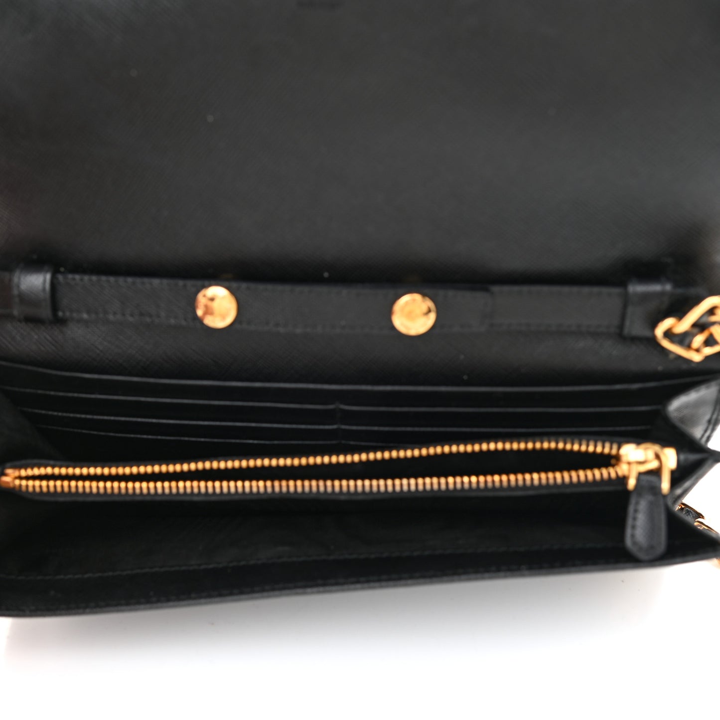 Saffiano Metal Oro Chain Wallet Black