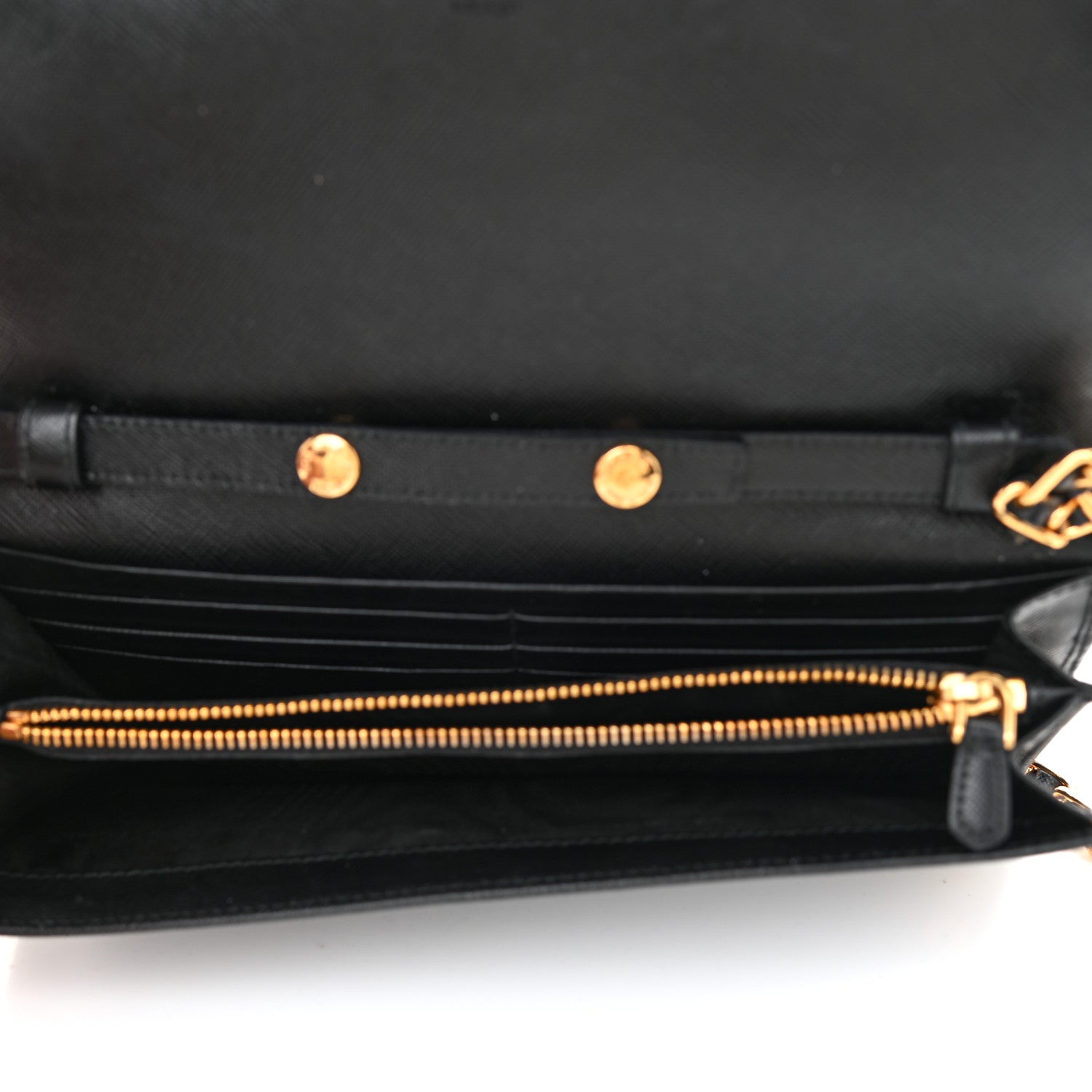 Prada Saffiano Metal Oro Chain Wallet Black 5 of 8