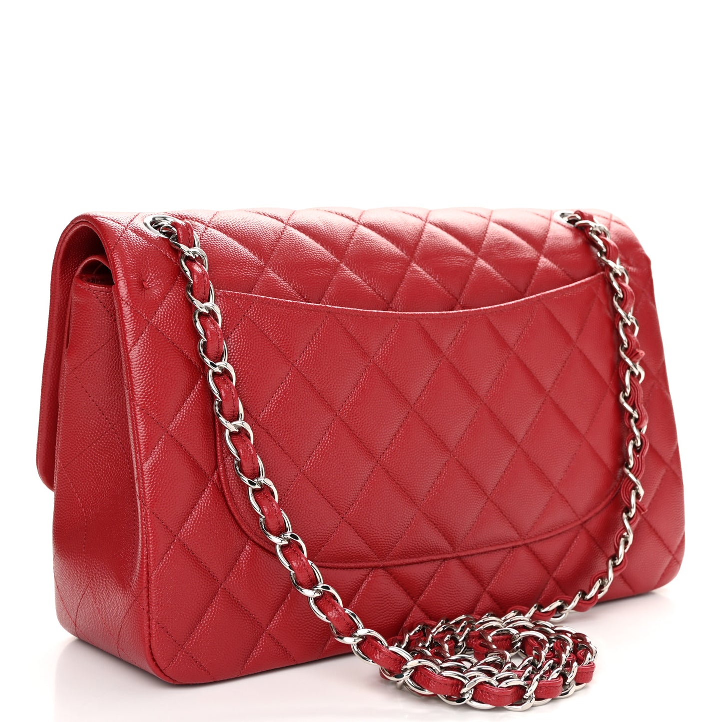 Caviar Quilted Jumbo Double Flap Red