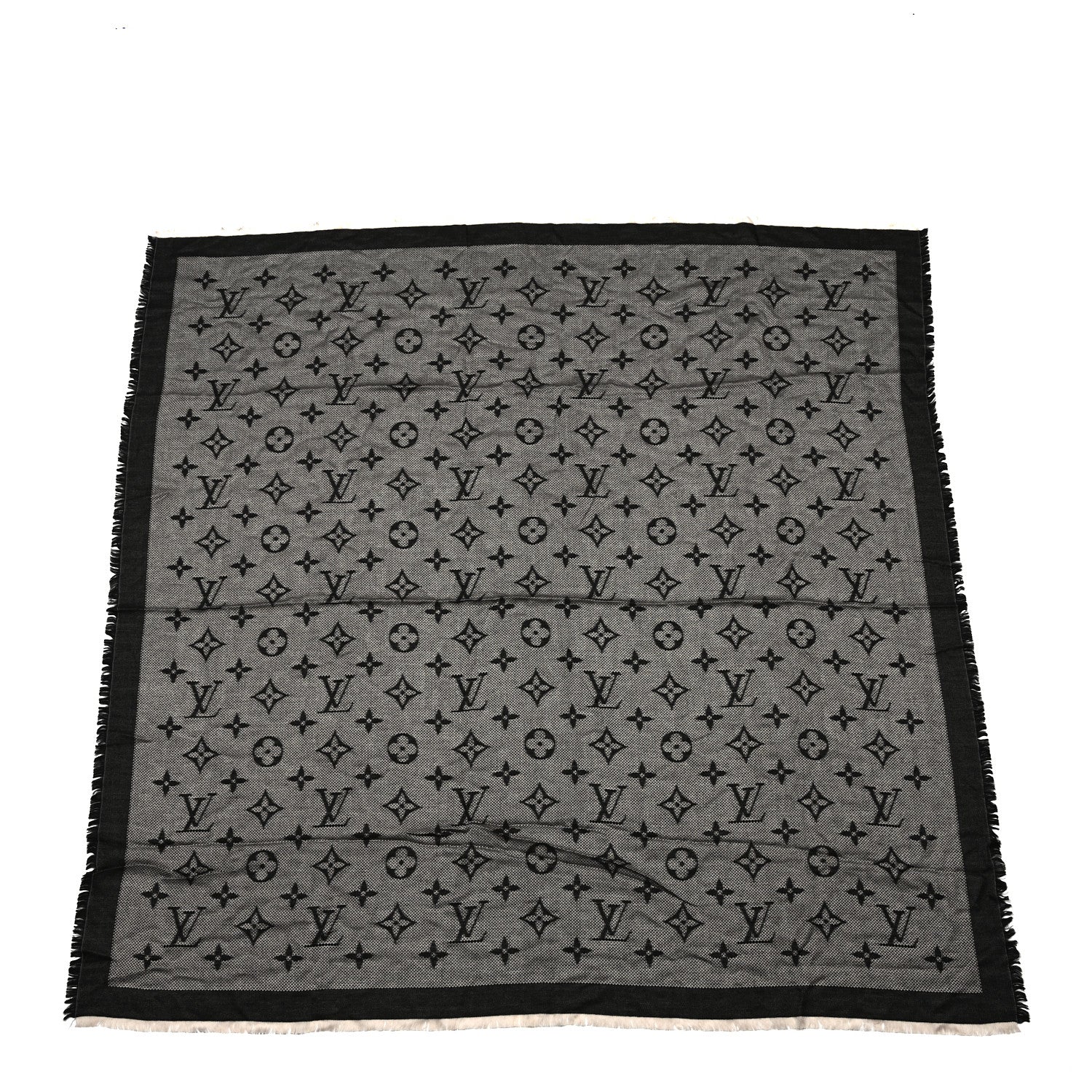 Louis Vuitton Wool Silk Monogram Neo Natte Shawl Black 1 of 3