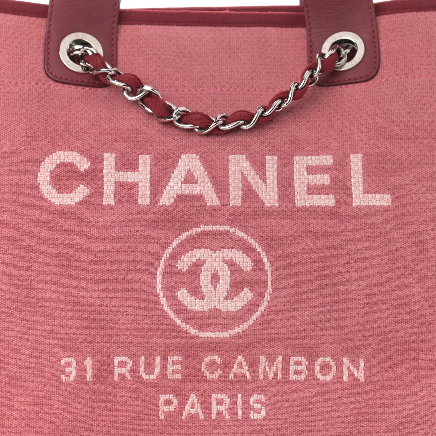 Chanel Canvas Medium Deauville Tote Red 8 of 12