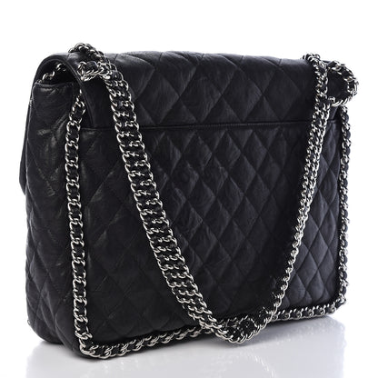 Chanel Washed Lambskin Quilted Maxi Chain Around Flap Black 3 of 10