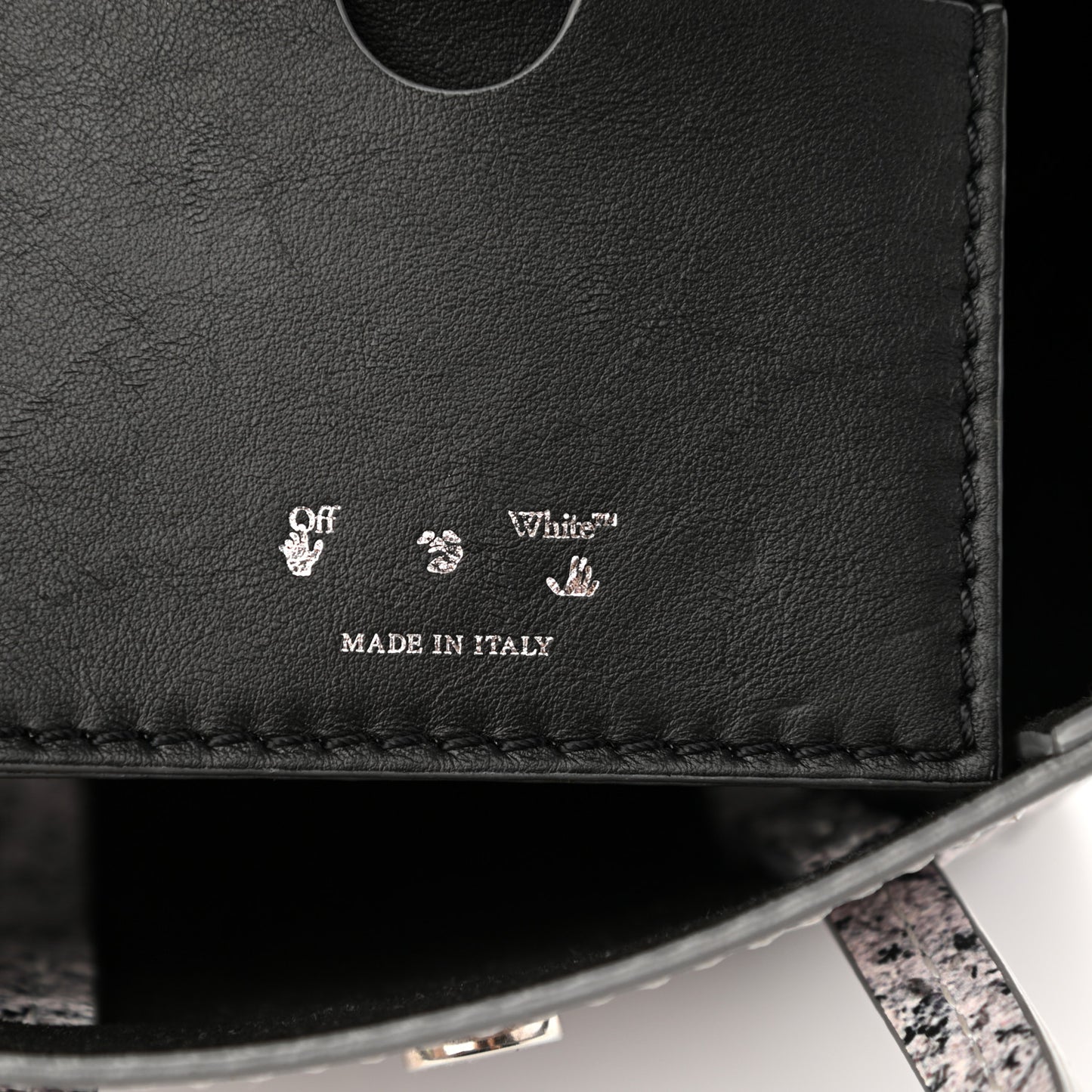 OFF WHITE Calfskin Marble Printed Burrow 16 Tote Grey