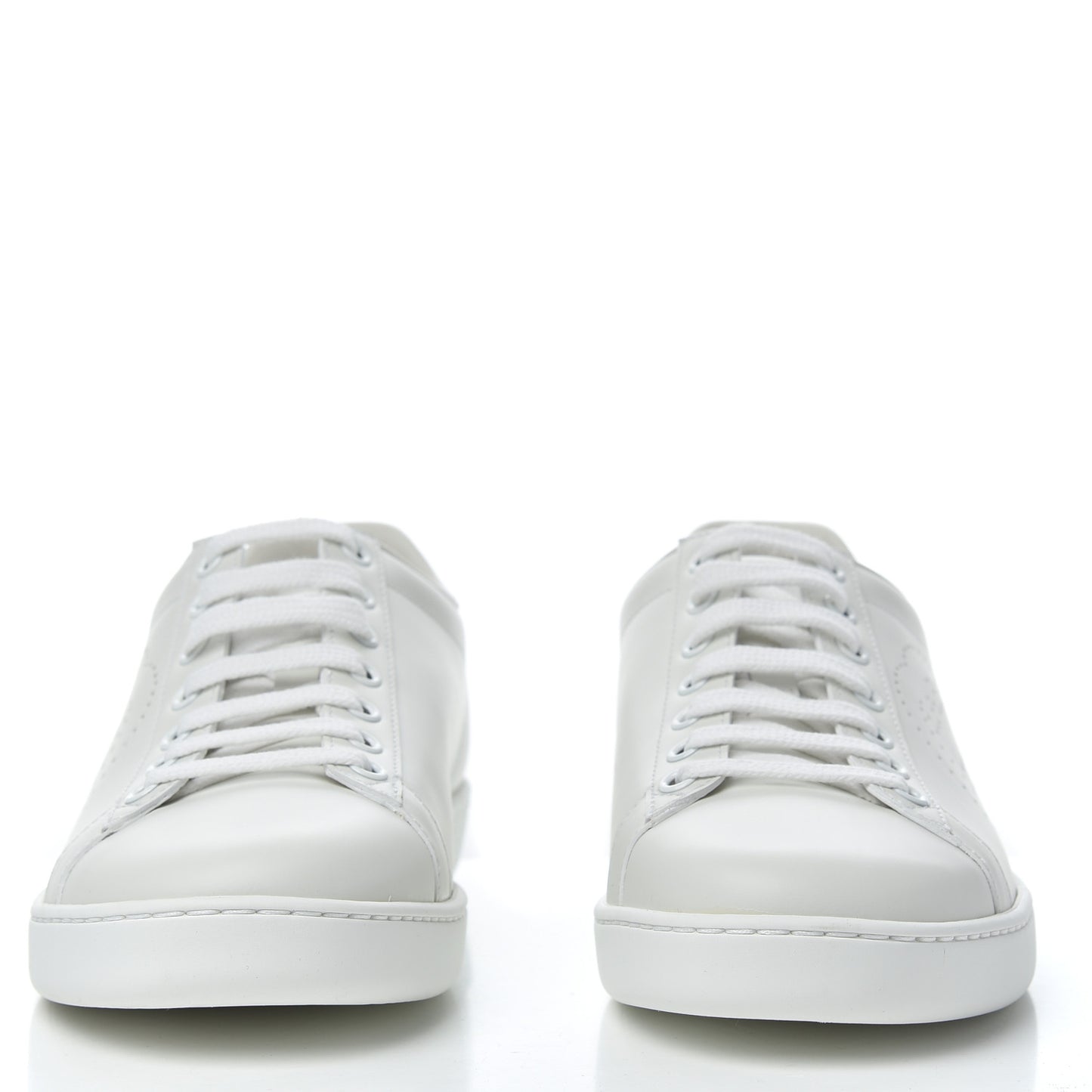 Calfskin Interlocking G Perforated Womens Ace Sneakers 38 White Grey Sky