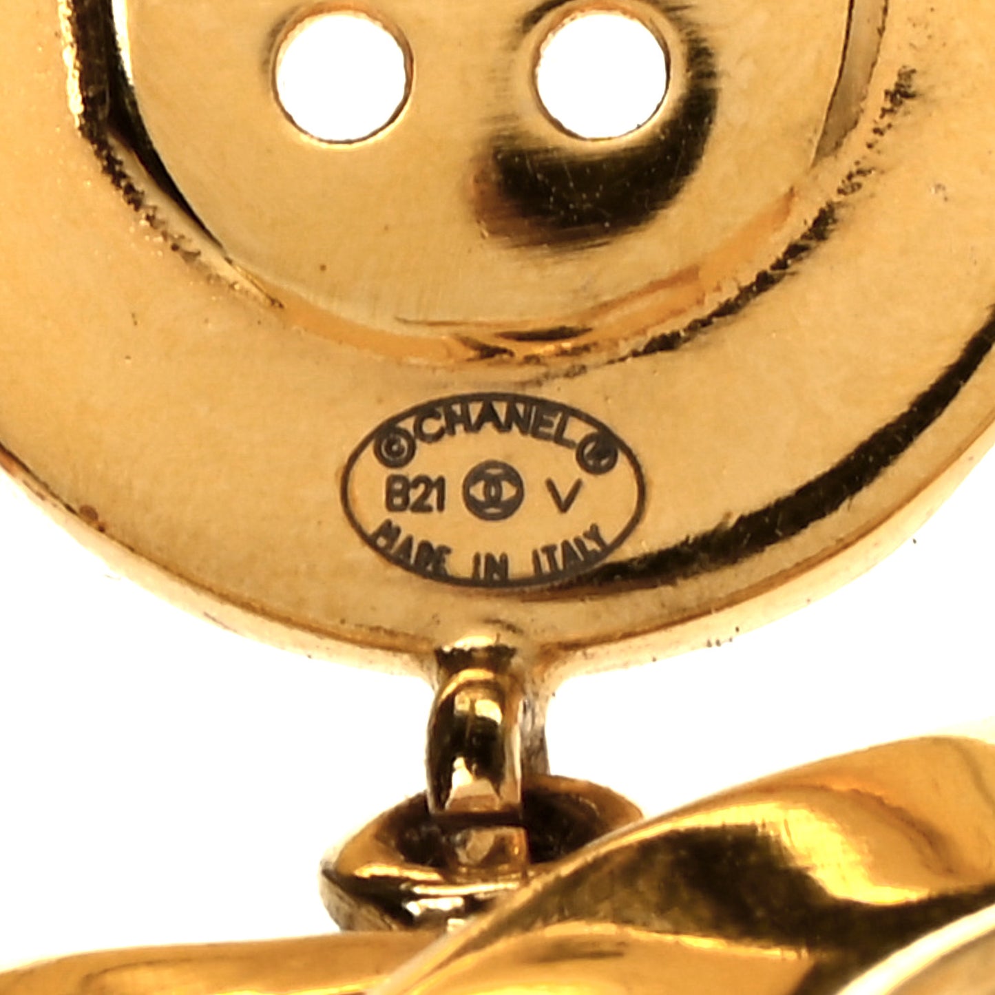 Metal Large Paris Button Earrings Gold