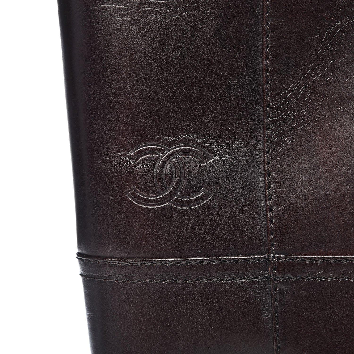 Chanel Calfskin CC Wyoming Knee High Boots 38 Dark Brown 6 of 8