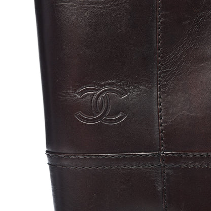 Chanel Calfskin CC Wyoming Knee High Boots 38 Dark Brown 6 of 8