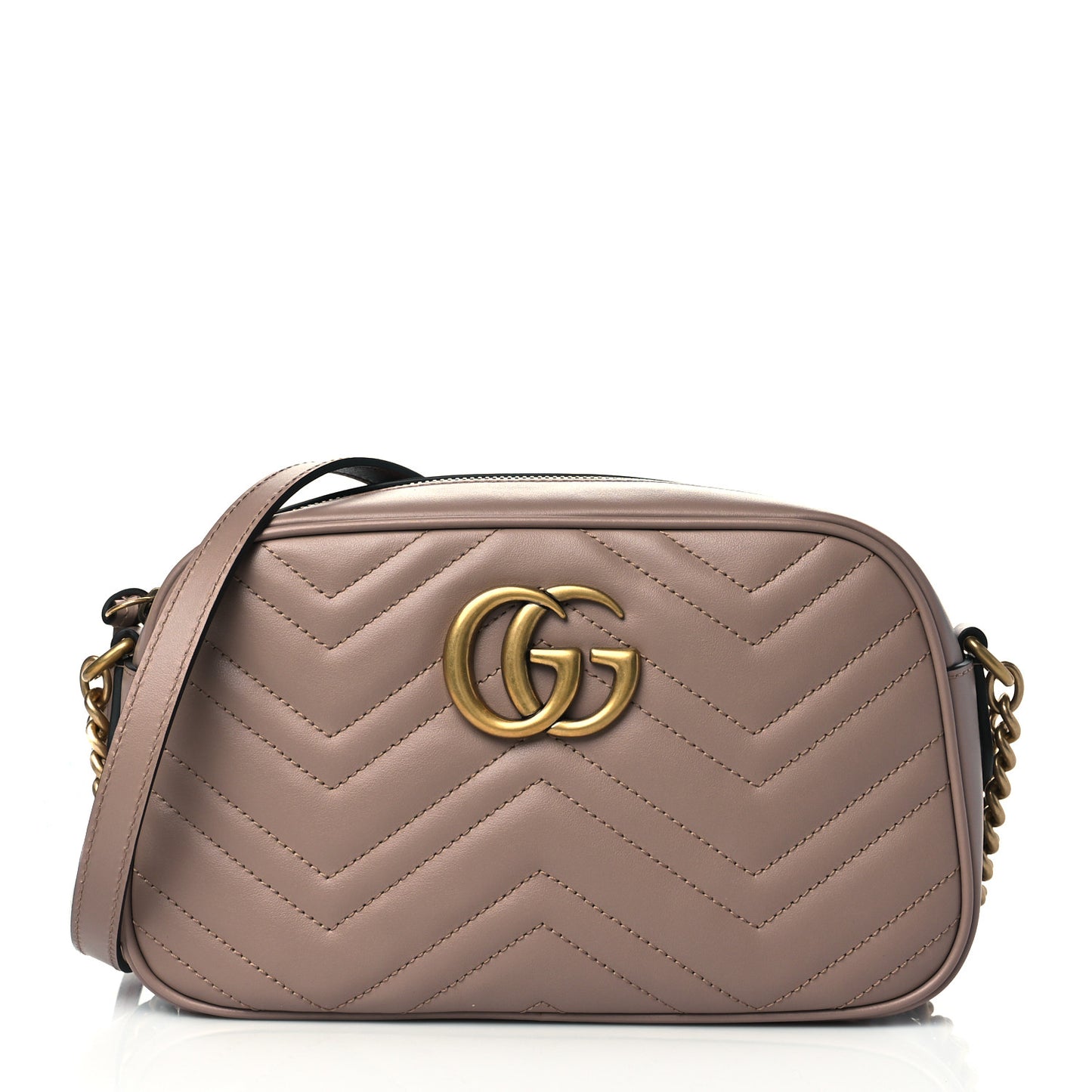 Calfskin Matelasse Small GG Marmont Chain Shoulder Bag Porcelain Rose