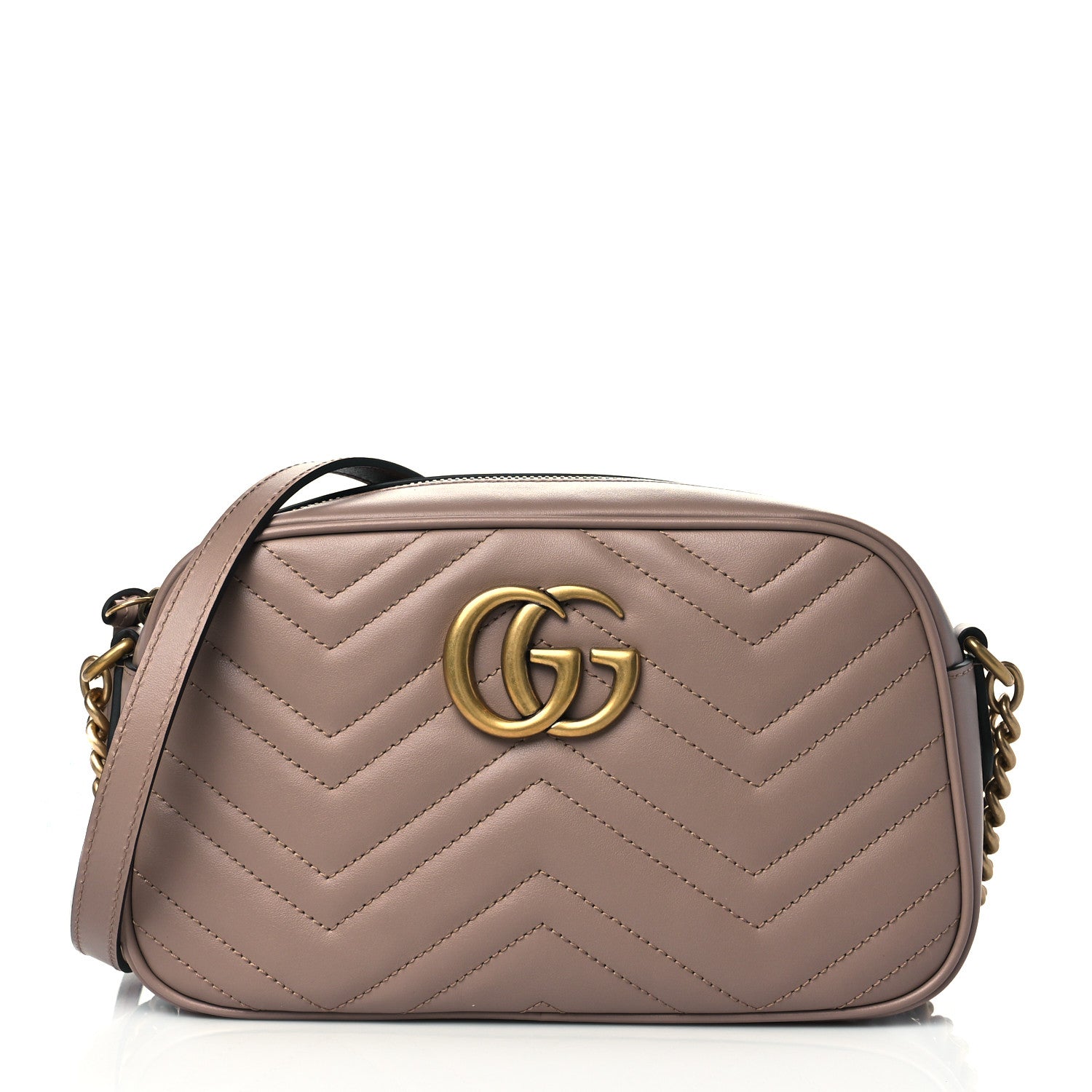 Gucci Calfskin Matelasse Small GG Marmont Chain Shoulder Bag Porcelain Rose 1 of 11