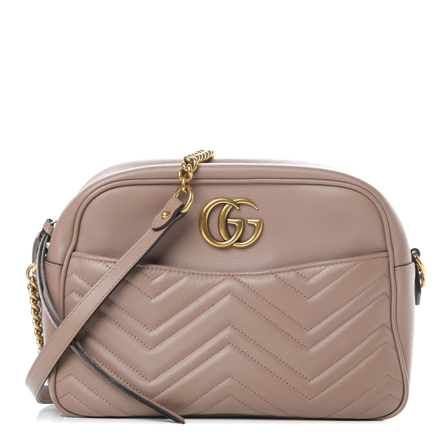 Gucci Calfskin Matelasse Medium GG Marmont Chain Shoulder Bag Porcelain Rose 1 of 14