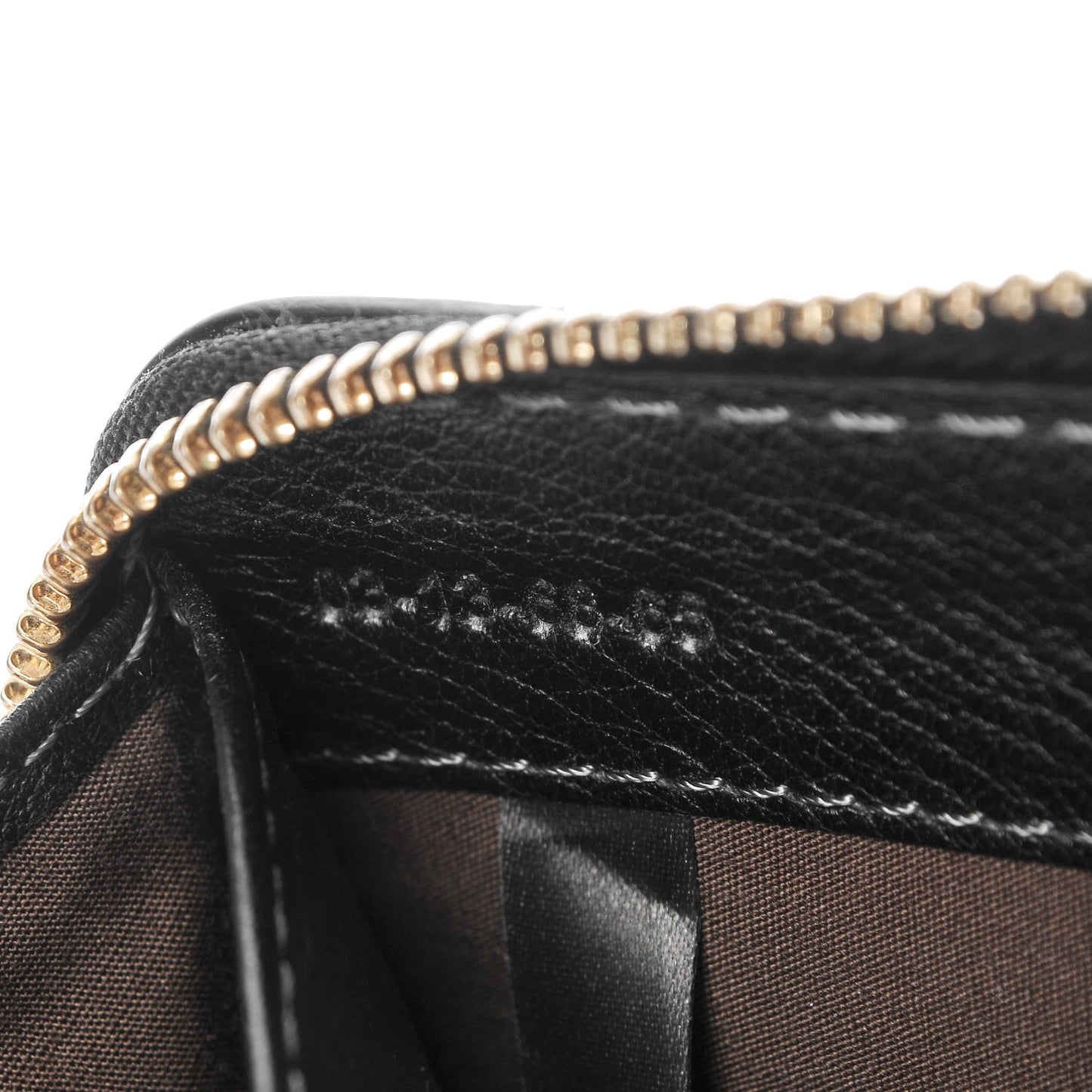Grained Calfskin Marcie Long Zip Around Wallet Black