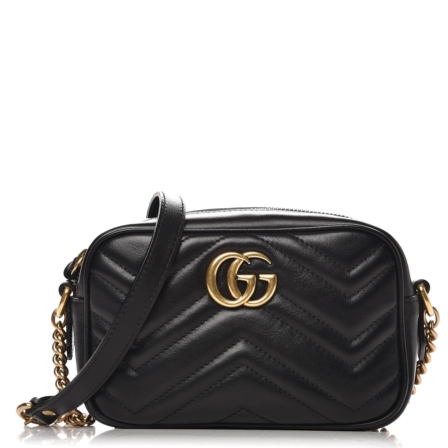 Calfskin Matelasse Mini GG Marmont Chain Shoulder Bag Black