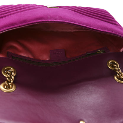 Gucci Velvet Matelasse Medium GG Marmont Shoulder Bag Fuchsia Violet Cyclamen 5 of 11