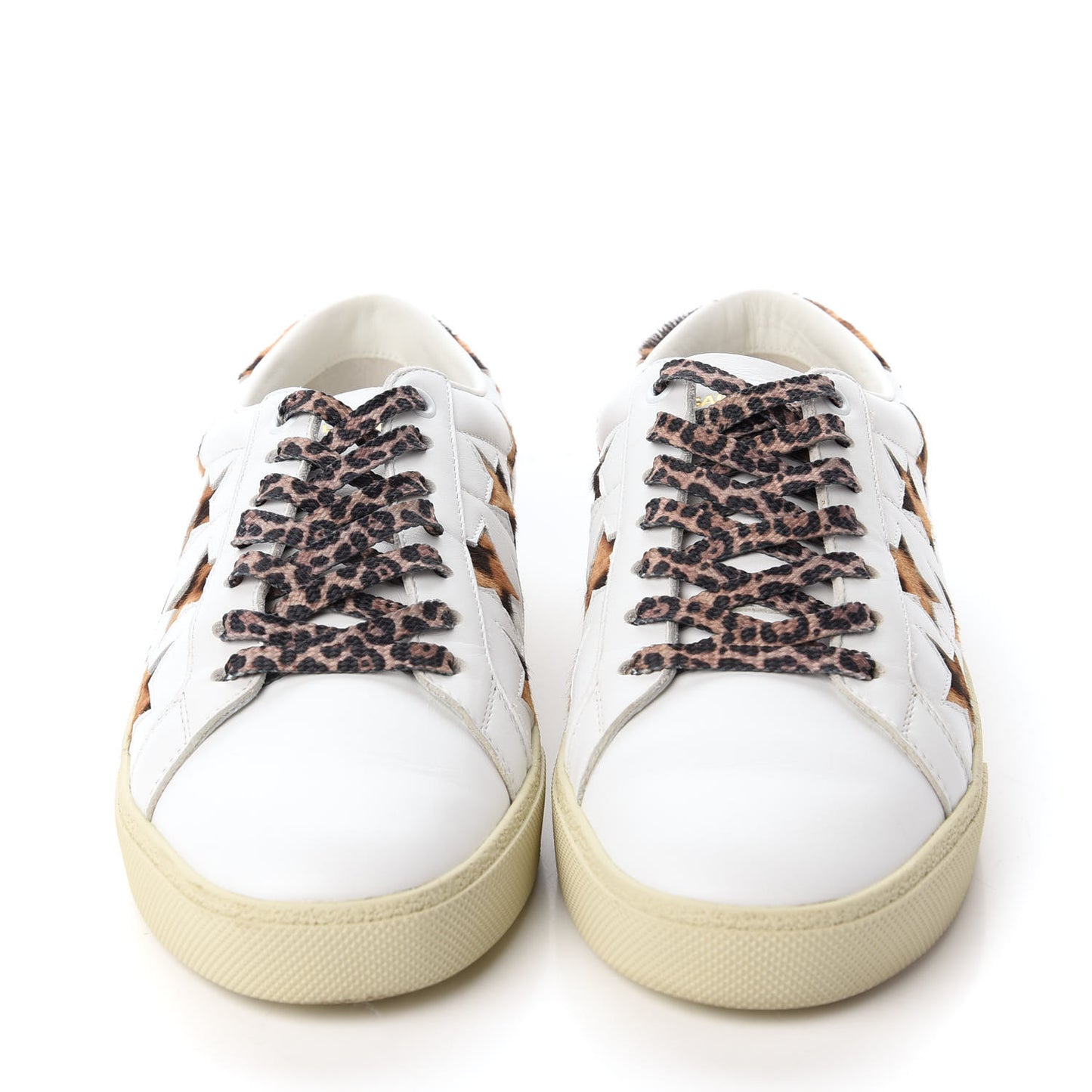 Calfskin Pony Hair Star Court Sneakers 40 White