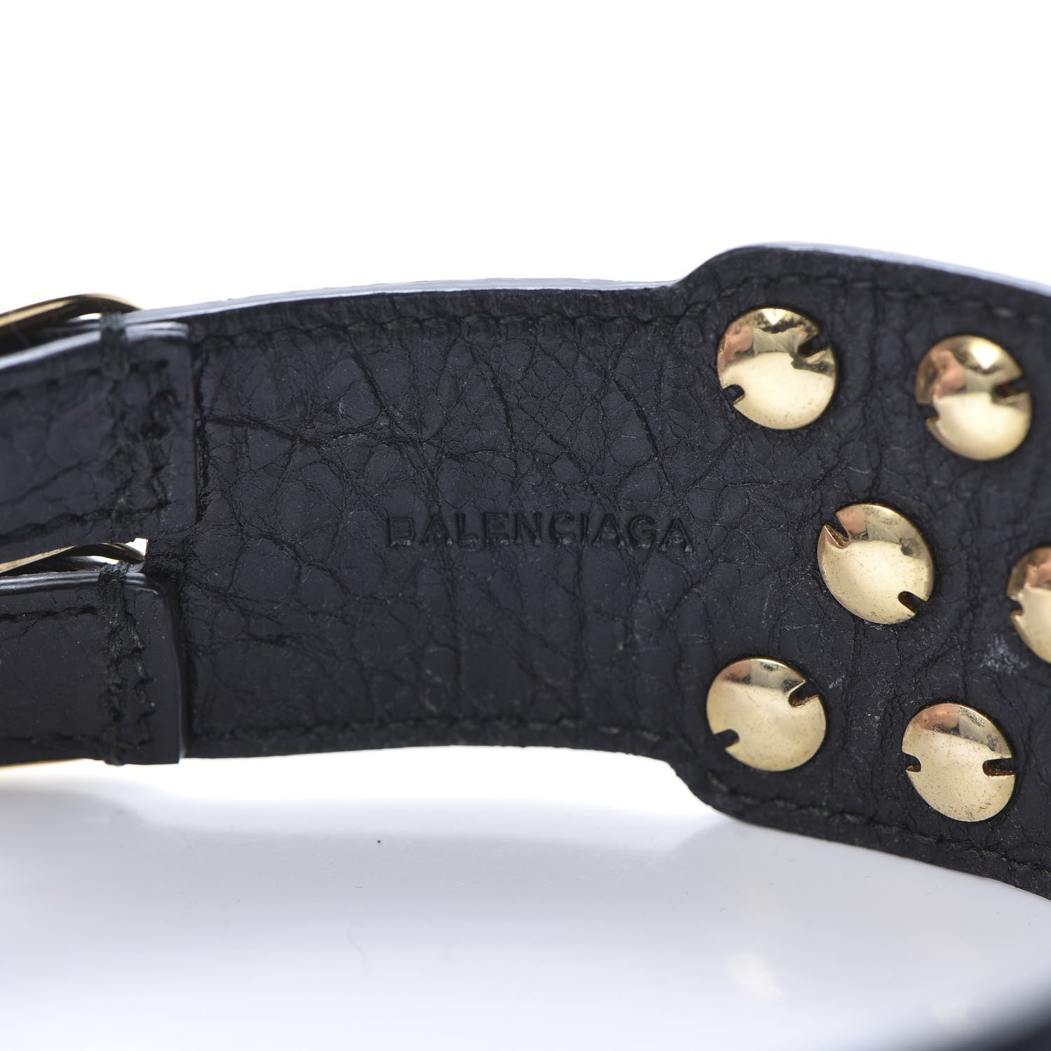 Balenciaga Agneau Arena Three Row Giant 21 Gold Hardware Bracelet Black 4 of 5
