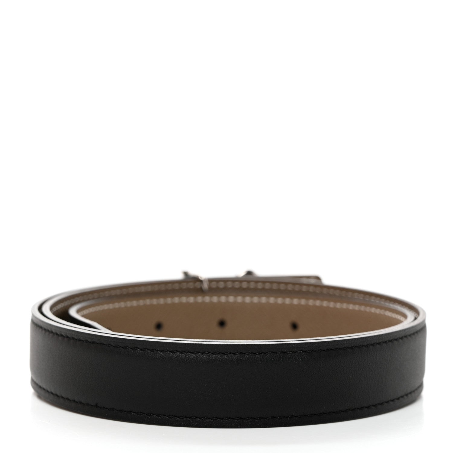 Hermes Swift Epsom 24mm H Cursives Belt 80 32 Black Etoupe 3 of 8