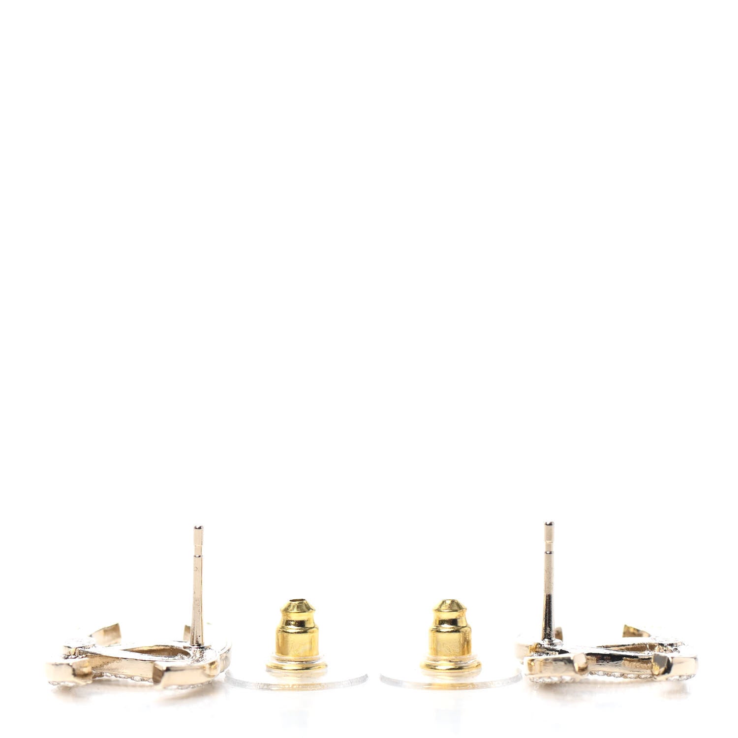 Chanel Crystal CC Earrings Gold 3 of 4