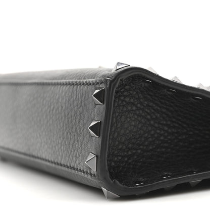 Valentino Garavani Pebbled Calfskin Monochrome Medium Rockstud Flip Lock Crossbody Bag Black 9 of 9