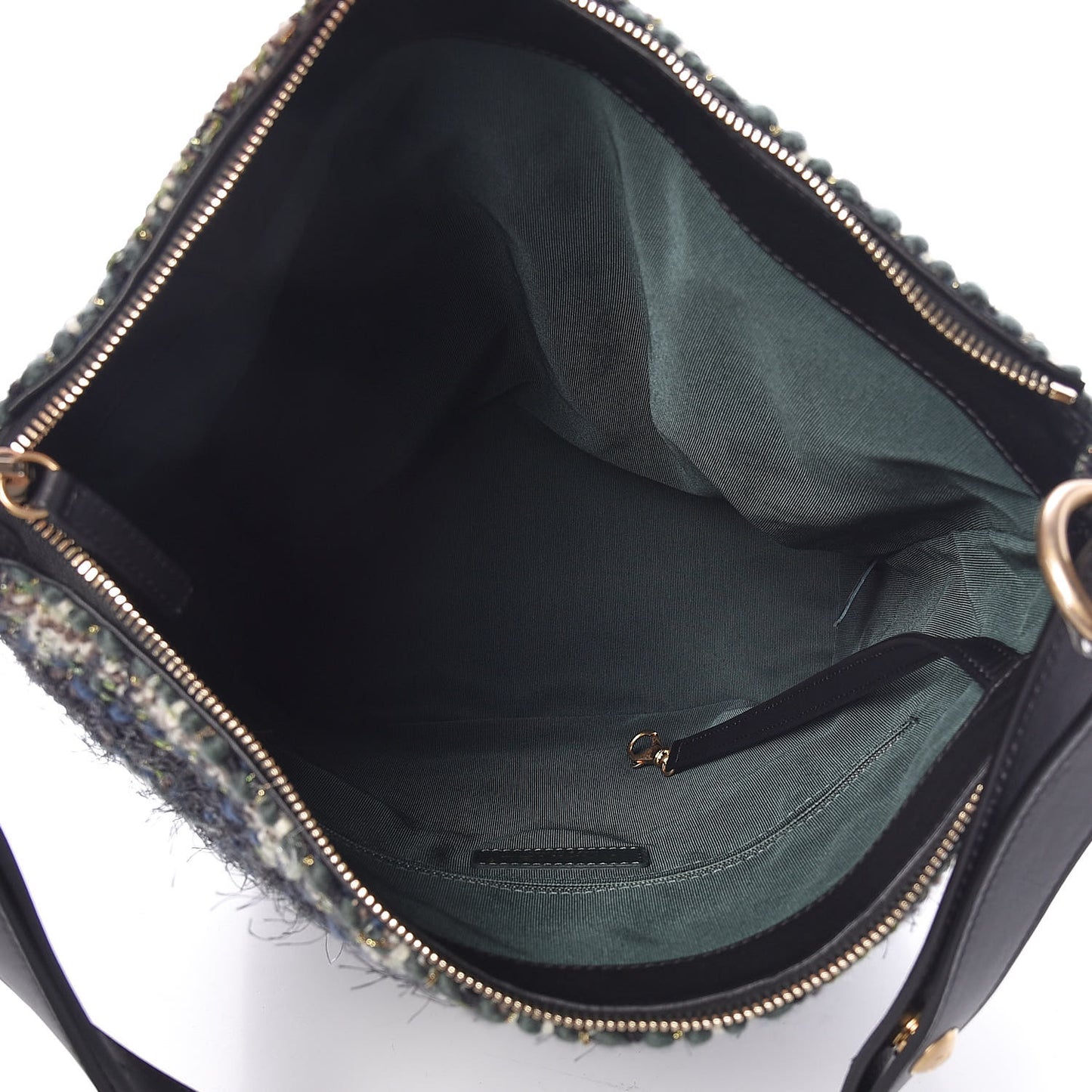 Tweed Aged Calfskin Quilted Casual Style Hobo Black