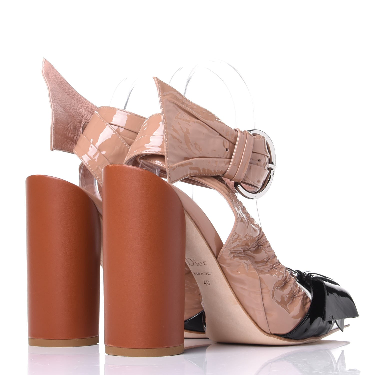 Christian Dior Patent Conquest Pumps 40 Black White Tan 4 of 11