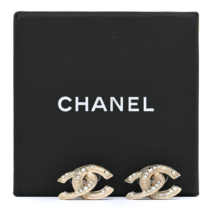 Chanel Pearl Textured CC Earrings Gold 8 of 8