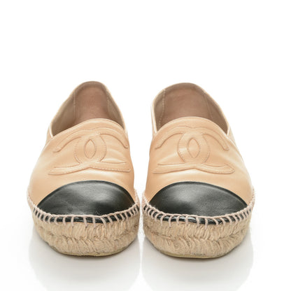 Chanel Lambskin CC Espadrilles 35 Beige Black 2 of 7