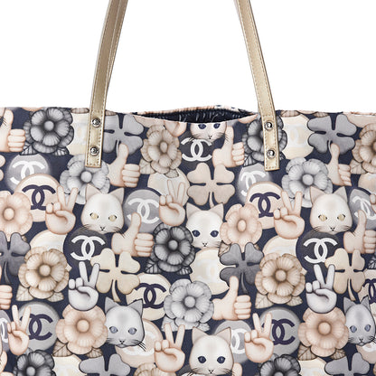 Chanel Nylon Cat Emoticon Tote Navy Gold 7 of 9