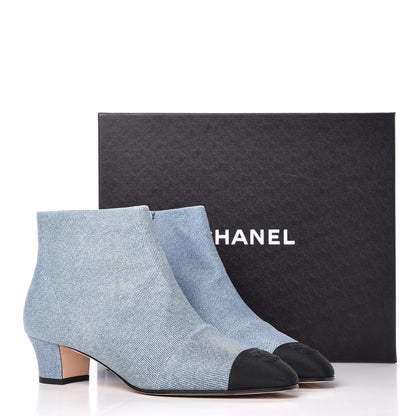 Chanel Denim Grosgrain Cap Toe Short Boots 39.5 Blue 11 of 11