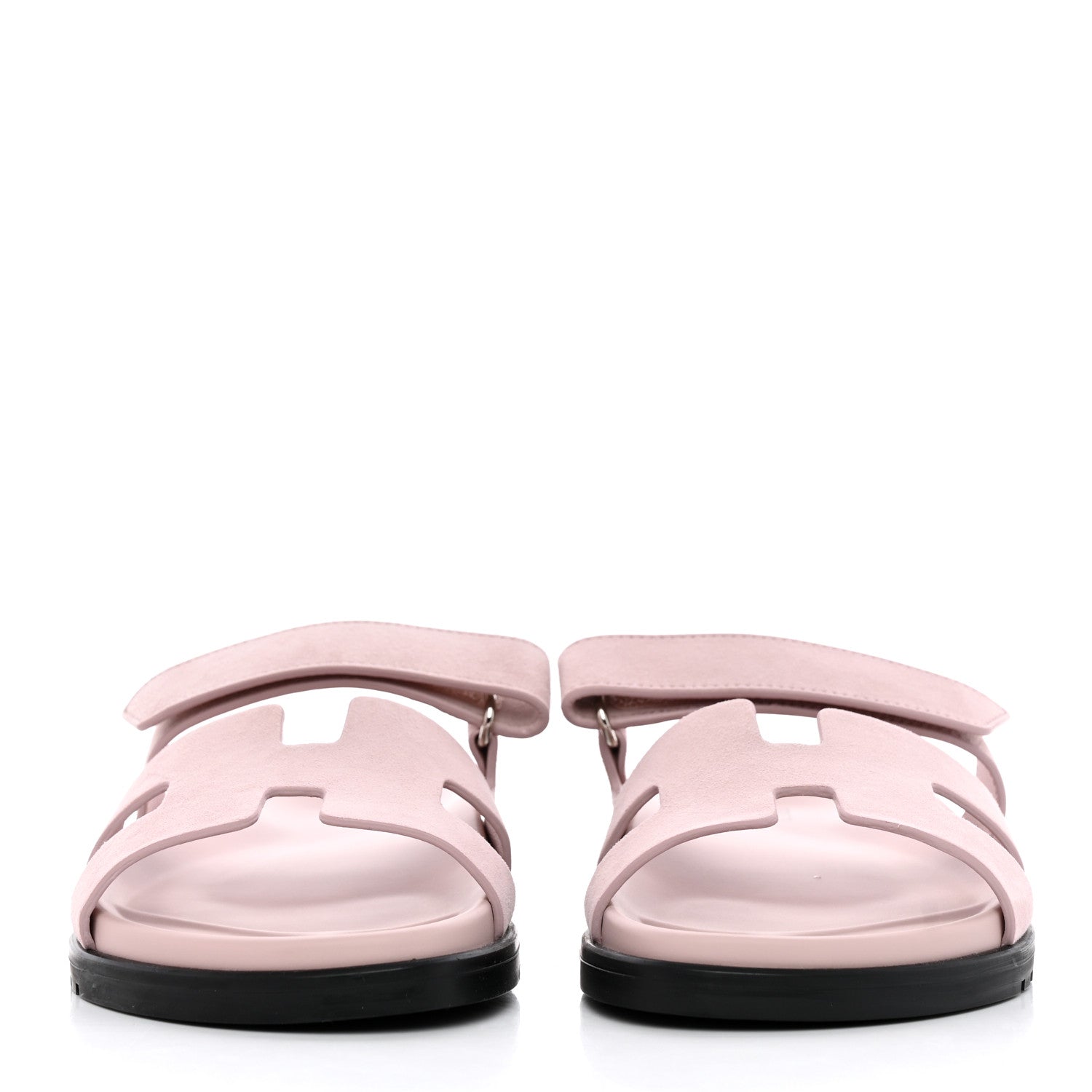 Hermes Suede Goatskin Womens Chypre Sandals 39 Rose Porcelaine 2 of 9