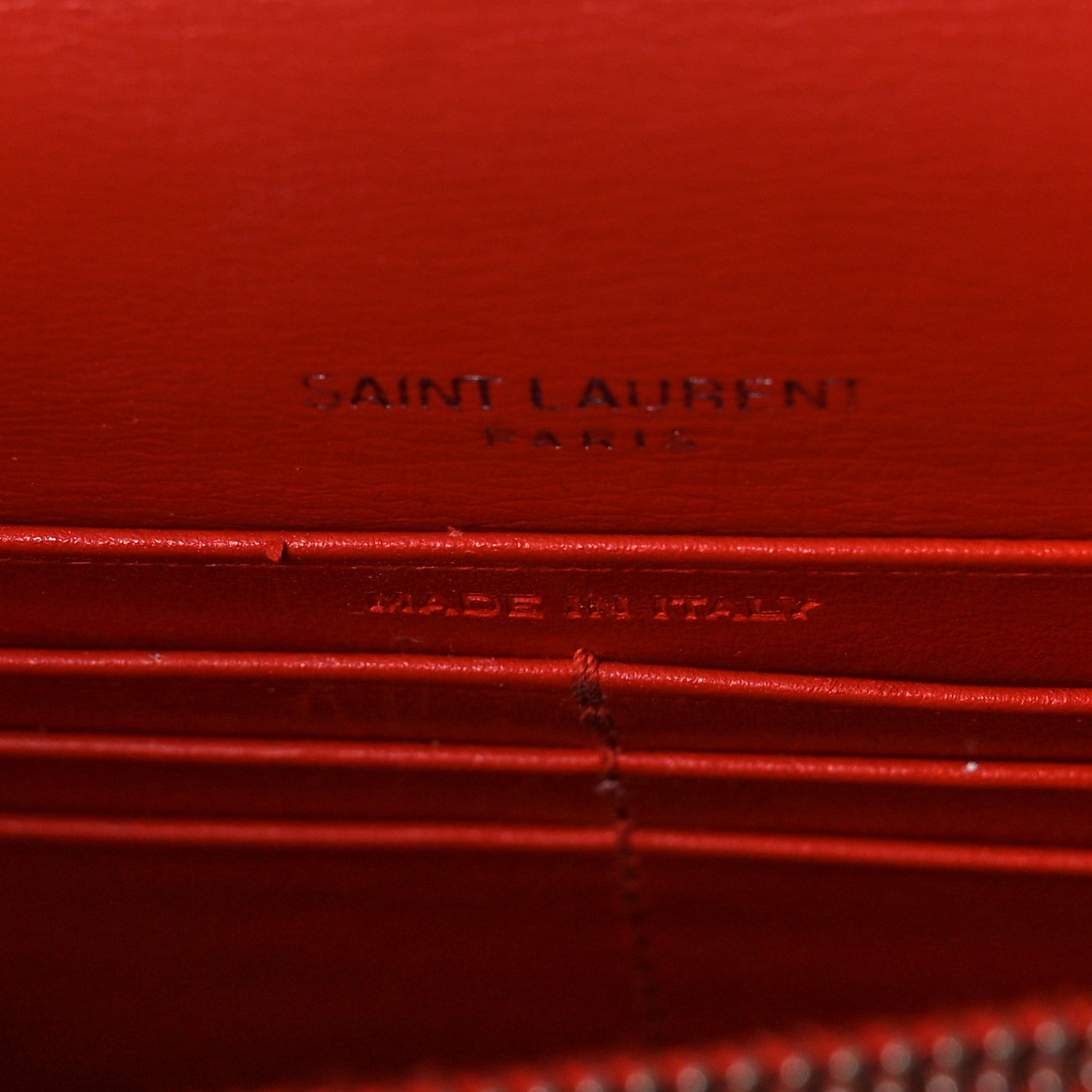 Saint Laurent Calfskin Monogram Sunset Chain Wallet Rosso 9 of 12