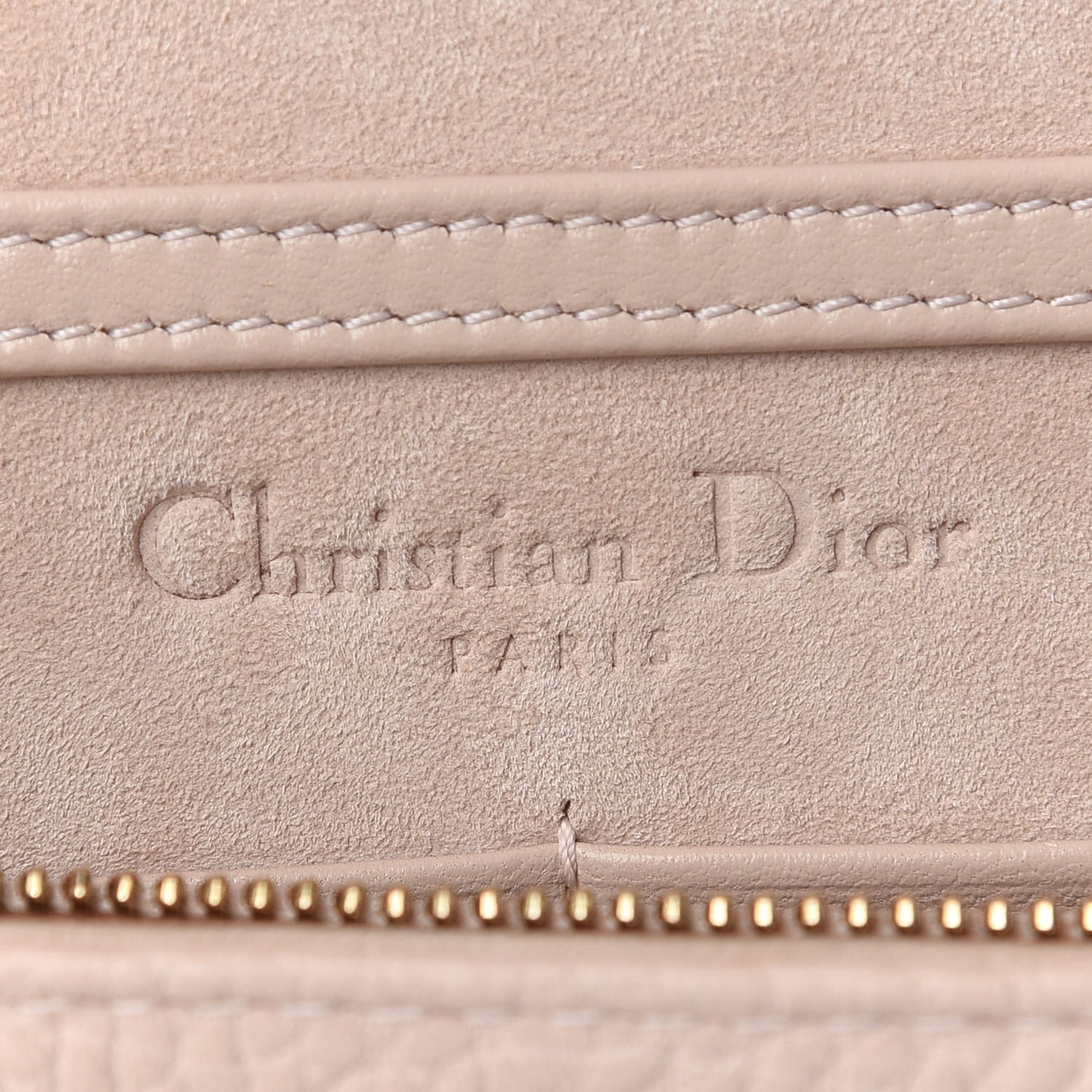 Grained Calfskin Diorama Wallet on Chain Pouch Rose Poudre