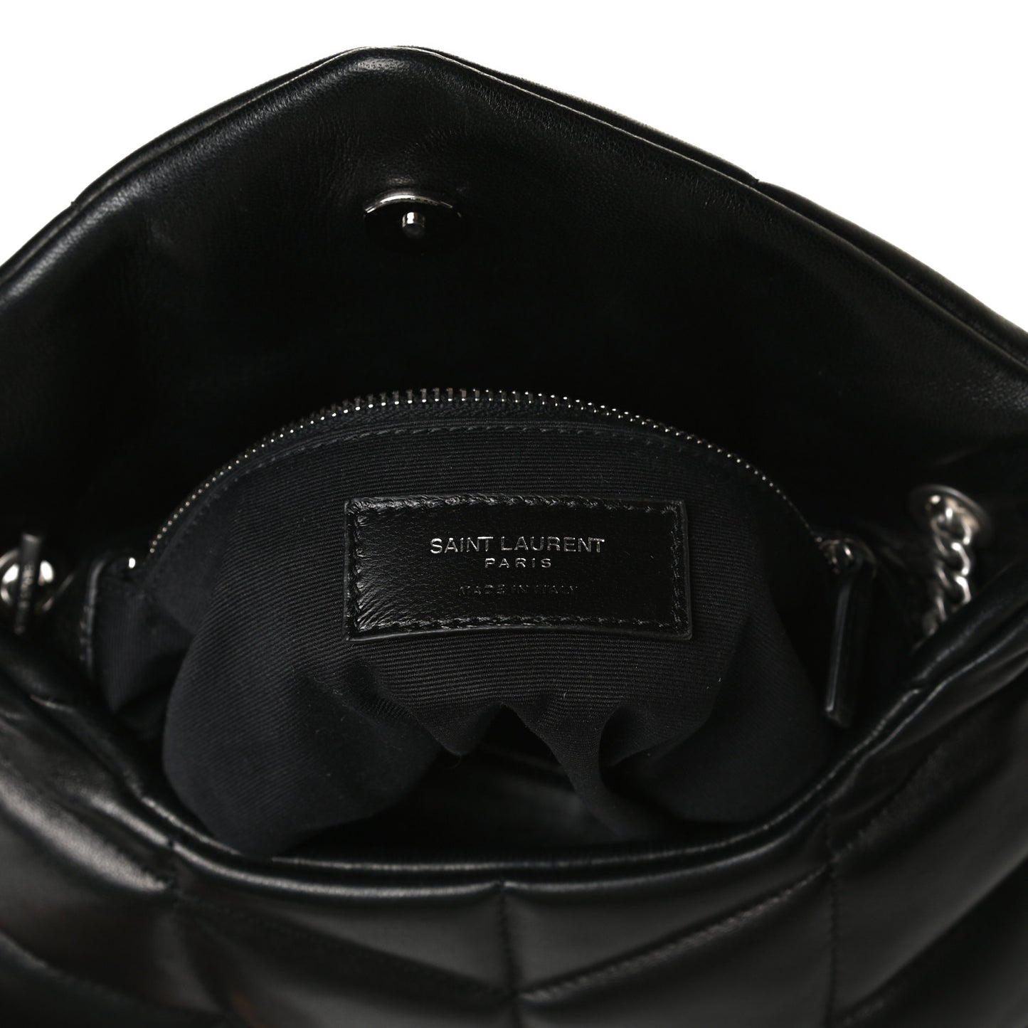 Lambskin Quilted Toy Loulou Puffer Monogram Chain Satchel Black