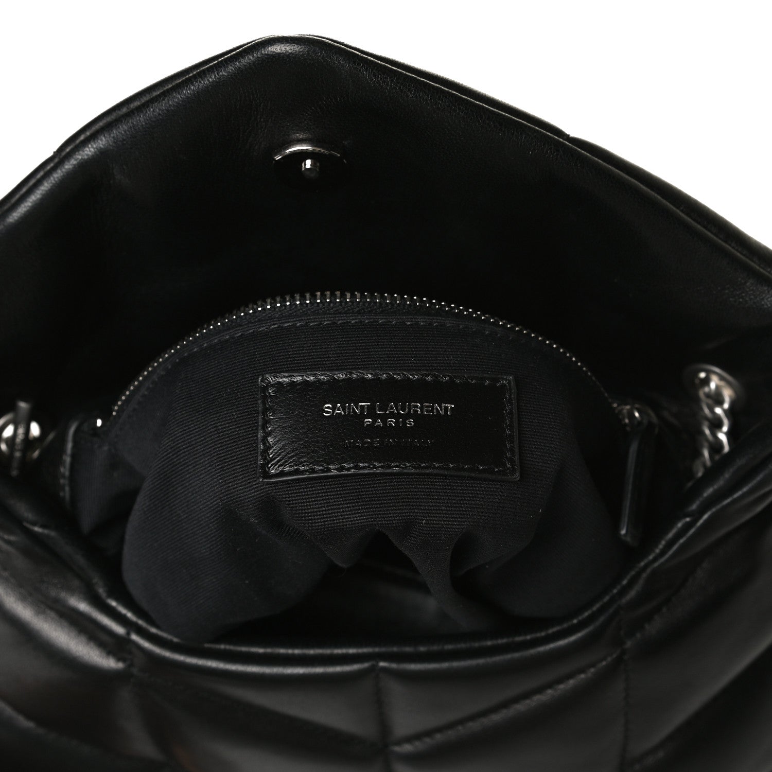 Saint Laurent Lambskin Quilted Toy Loulou Puffer Monogram Chain Satchel Black 5 of 17