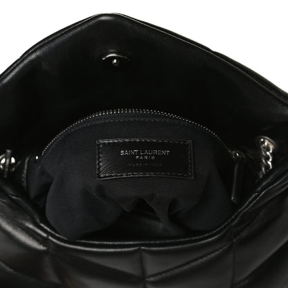 Saint Laurent Lambskin Quilted Toy Loulou Puffer Monogram Chain Satchel Black 5 of 17