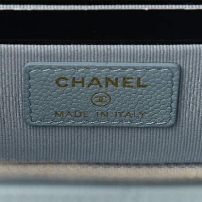Chanel Caviar Quilted Small Tiny CC Vanity Case With Chain Light Blue 7 of 12