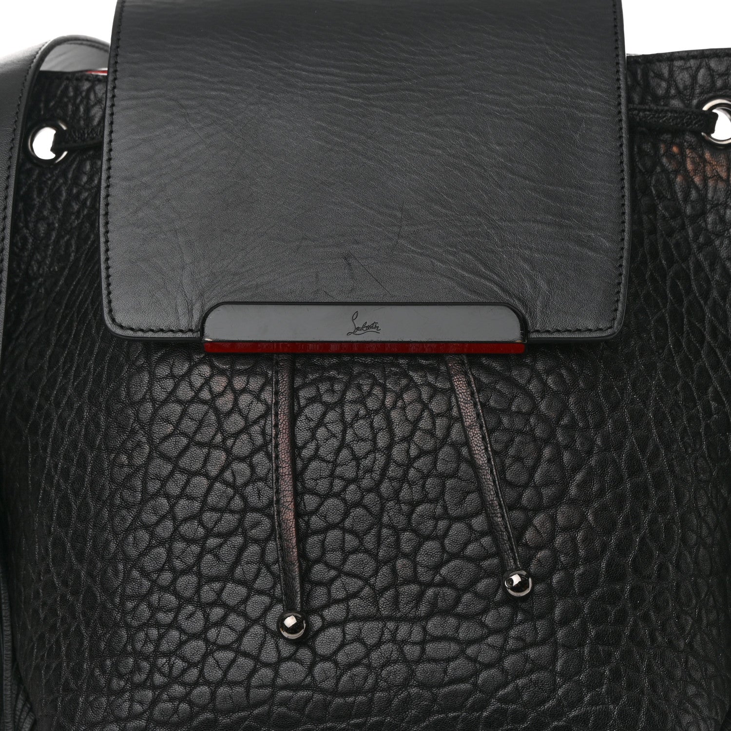 Christian Louboutin Pebbled Calfskin Fringe Lucky L Convertible Backpack Black 6 of 12