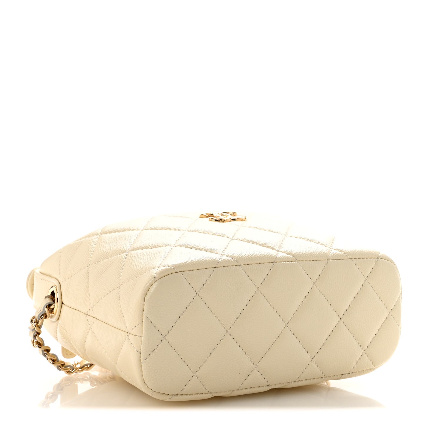 Caviar Quilted Hobo Clutch With Chain White